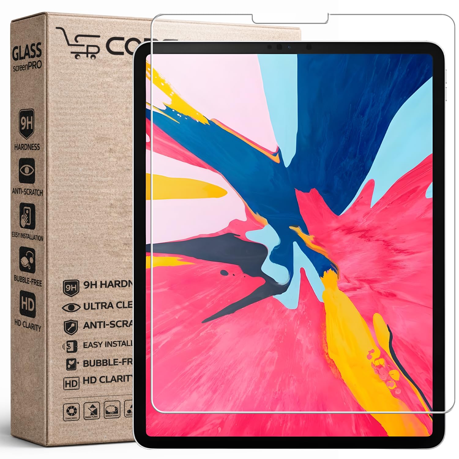 SPCORE Tempered Glass Screen Guard Protector Compatible for iPad Pro 12.9 Inch (2022/2021/2020/2018), (Transparent, Pack of 1)
