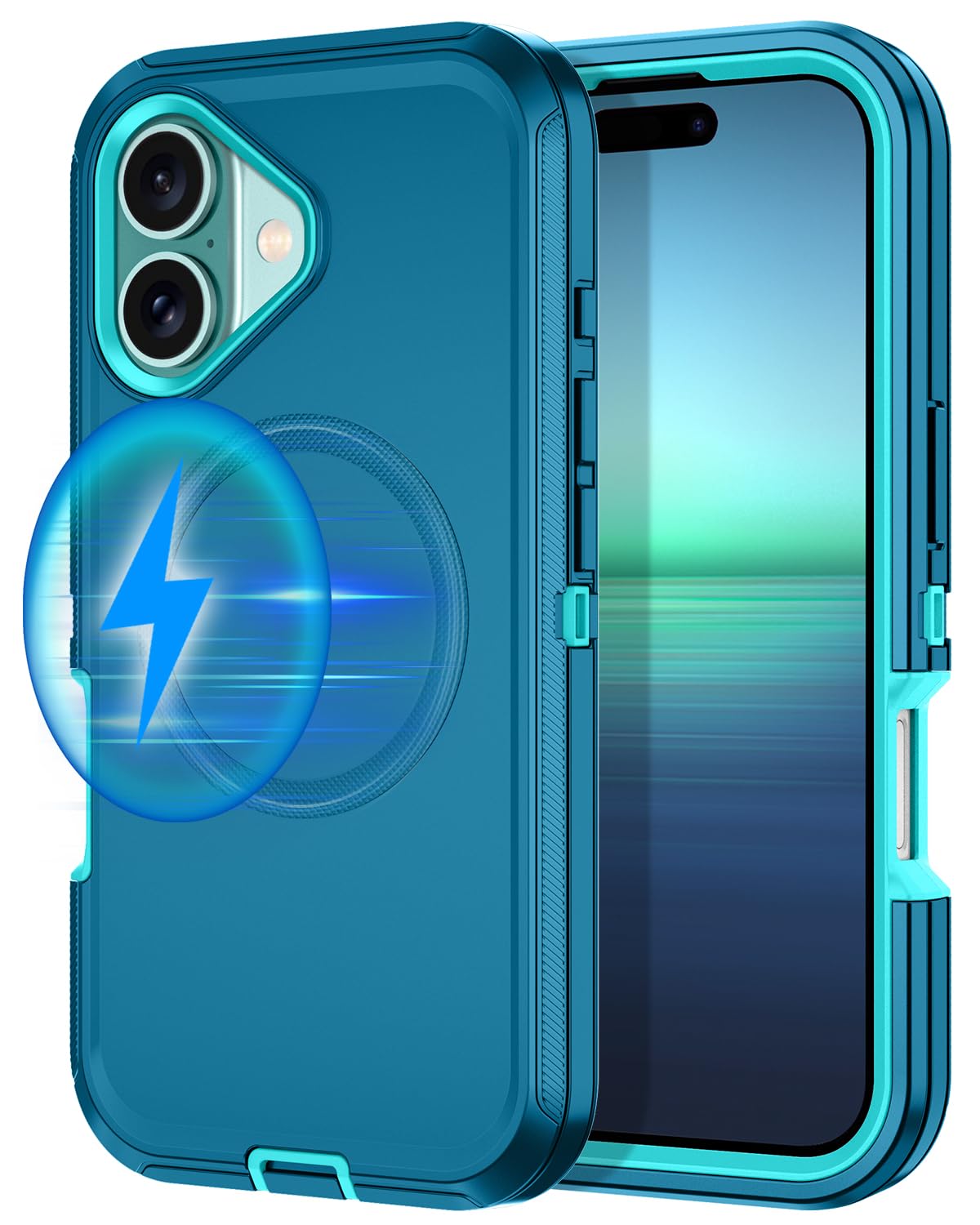 I-HONVA for iPhone 16 Plus Case [Compatible with MagSafe] Shockproof 3-Layer Full Body Protection [Without Screen Protector] Rugged Heavy Duty Cover