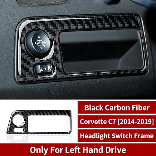 Miniatura 2 de Accesorios de coche Interruptor de faros delanteros Panel adhesivo fibra de carbono Interior Trim cubierta para Chevrolet Corvette C7 Z06 2014 2015