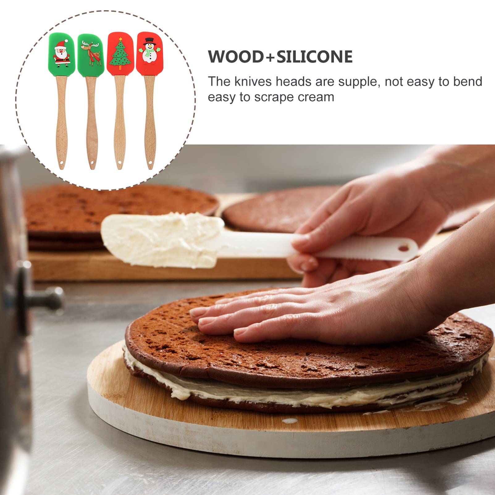 HANABASS 4pièces Grattoir Patisserie Silicone Spatule à Beurre et Raclette à Crème Ustensiles pour Gâteaux Couleur Aléatoire Style Aléatoire
