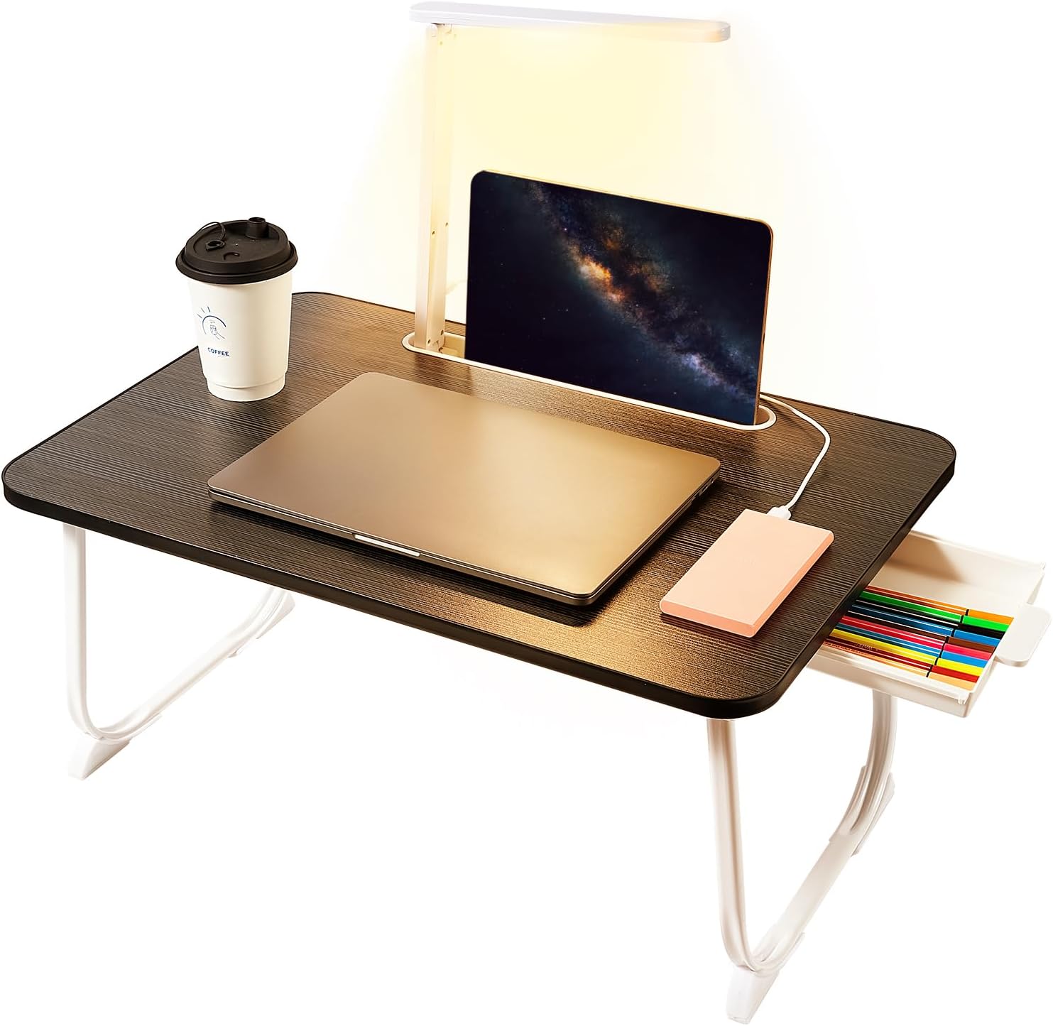 Laptop Desk for Bed Lap Desk with LED Desk Light, Foldable