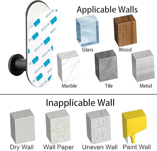 Miniatura 8 de TocTen Gancho adhesivo  Paquete de 3 ganchos adhesivos resistentes para toallasbatas, gancho de ducha de acero inoxidable impermeable, no se pega en
