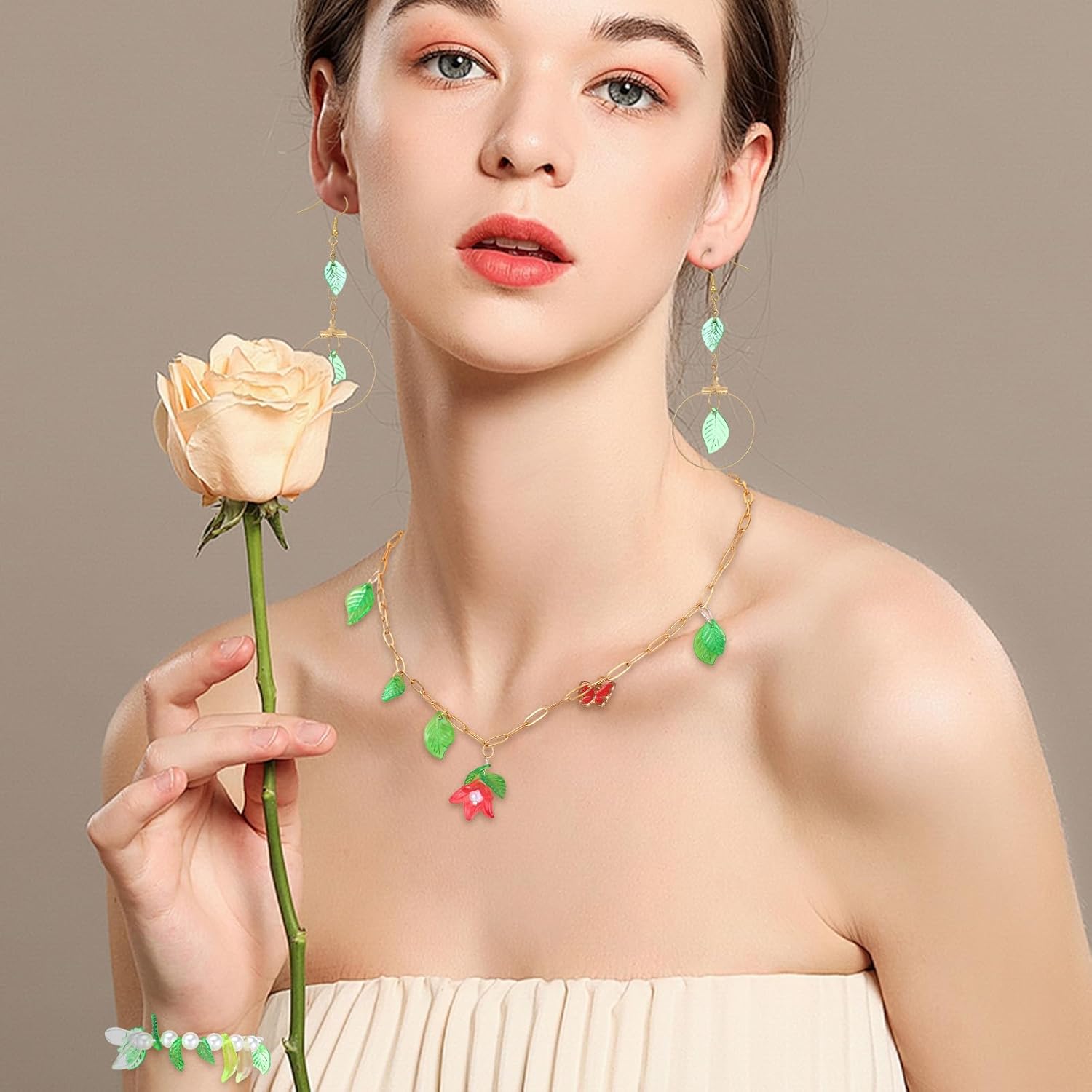 400PCS 2 Size Green Leaf Beads for Jewelry Making, Transparent Acrylic Green Leaf Charms Leaves Pendants for Jewelry Making DIY Necklace Earring Bracelet Crafts - Image 4