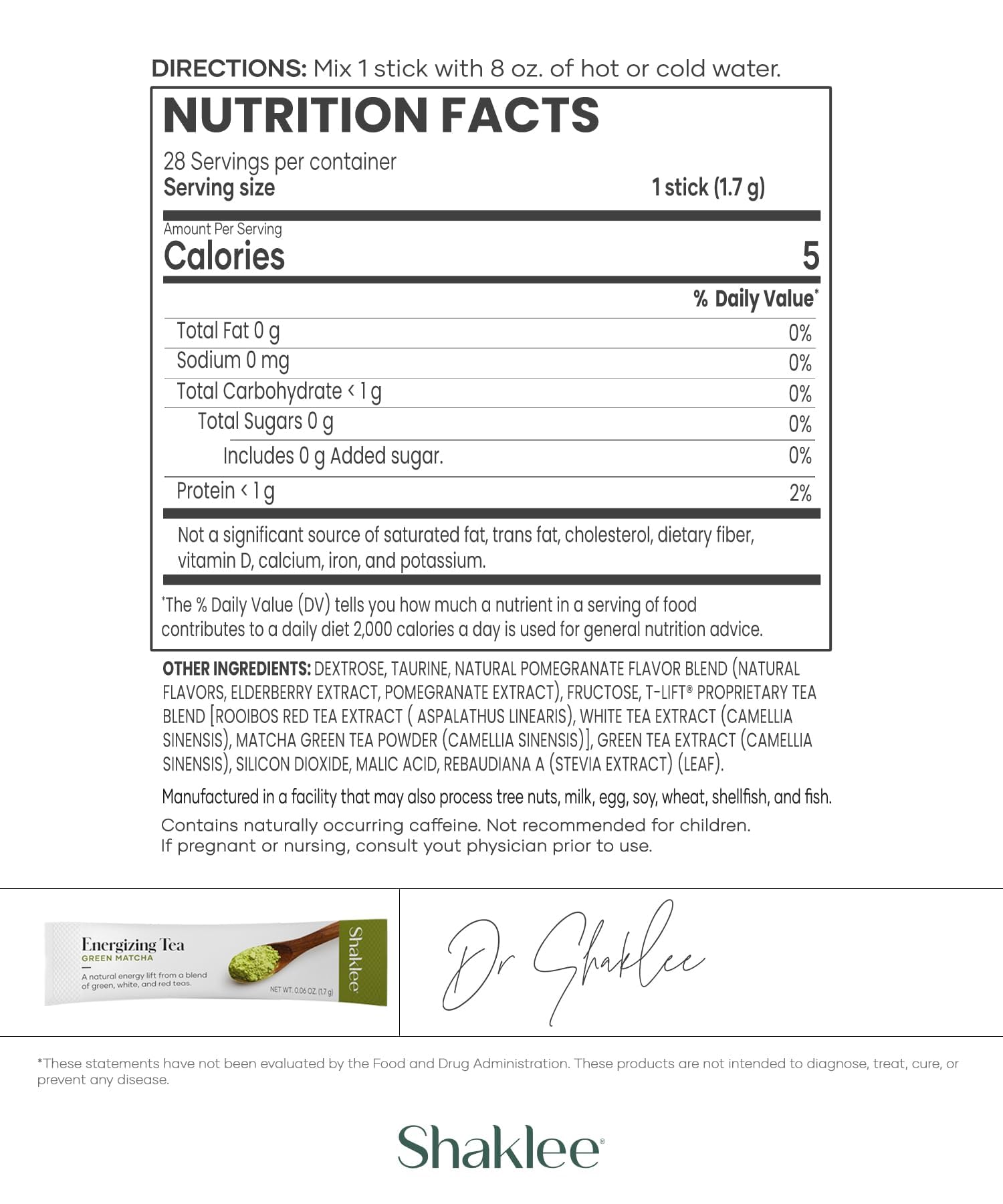 Shaklee Energizing Tea Green Matcha Flavor - Antioxidant-Rich Blend of Green Matcha White and Red Teas for Gentle — view 3