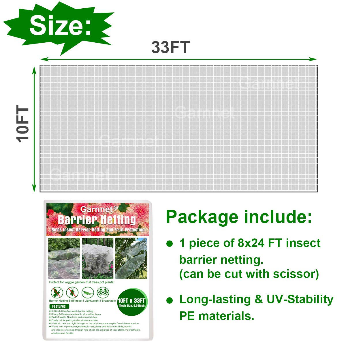 Garden Barrier Netting, 10ftx33ft Ultra Fine Mesh Netting Protection