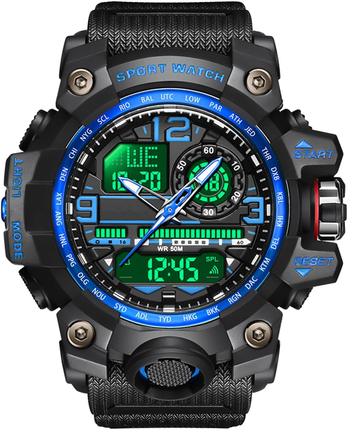 ForraderMens Sports Watches,Waterproof Military Digital Watch Electronic Tactical Army Watches for Men Multifunction Wrist Watches with Dual Time Alarm Date Stopwatch