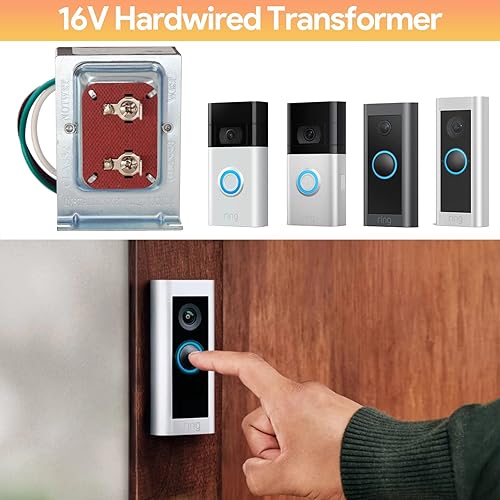 Miniatura 2 de Transformador de timbre para timbre de video con anillo, fuente de alimentación de 16 V y 30 VA, compatible con timbres de video Ring, Nest Hello,