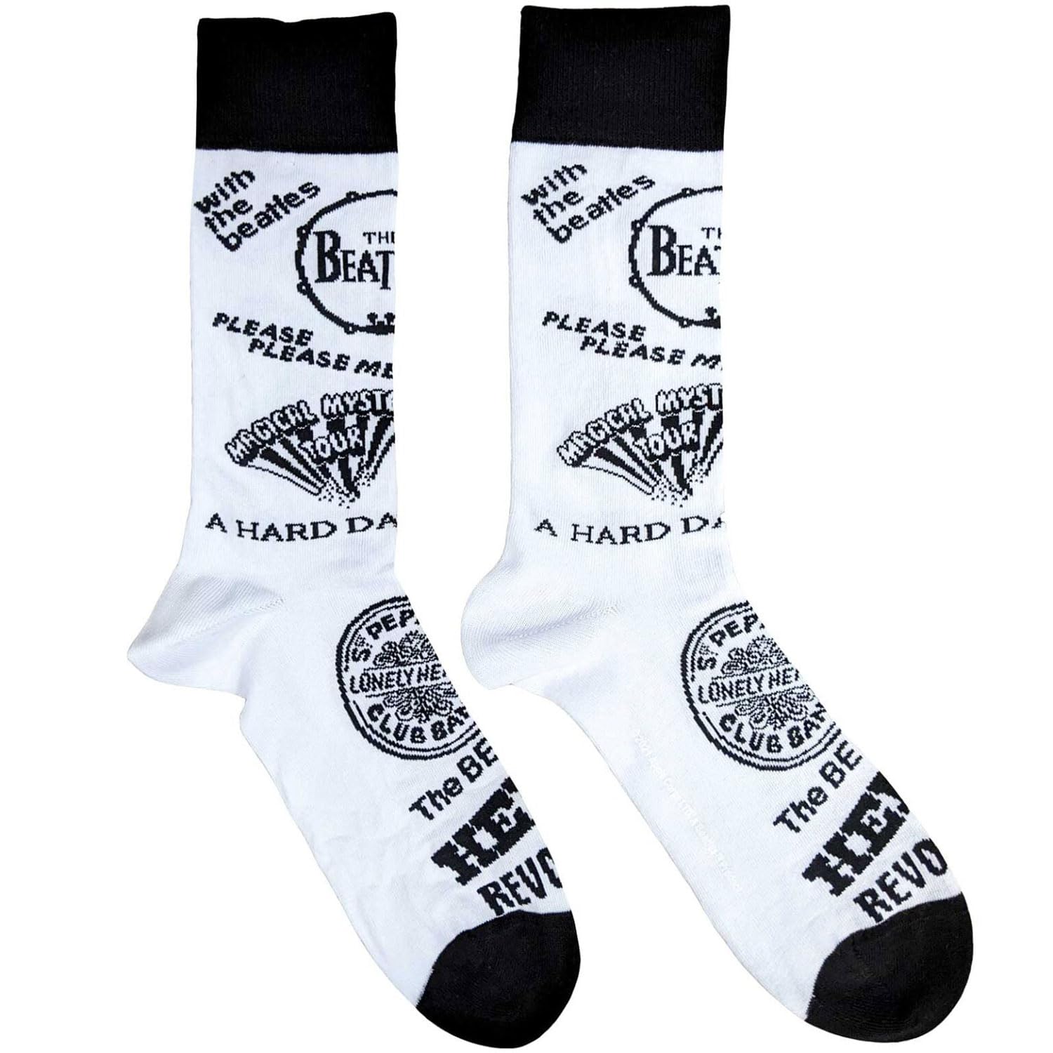 The Beatles Socks Albums Monochrome Official Mens White (UK Size 7-11) One Size
