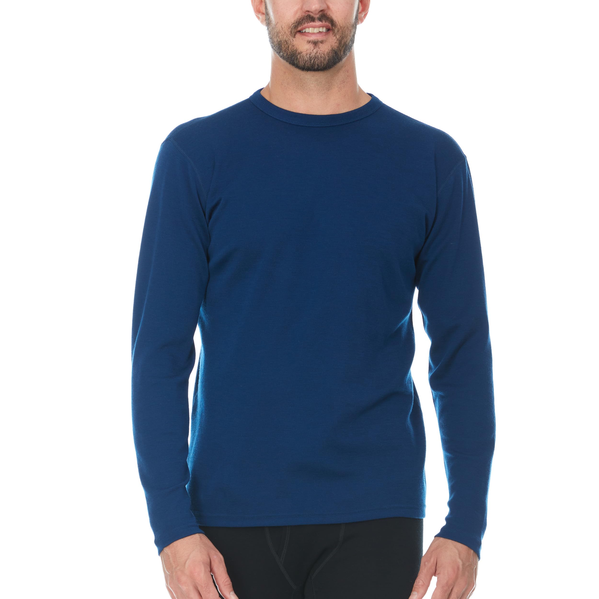 100% Merino Wool - Men's Long Sleeve Crew Shirt - Thermal Base Layer