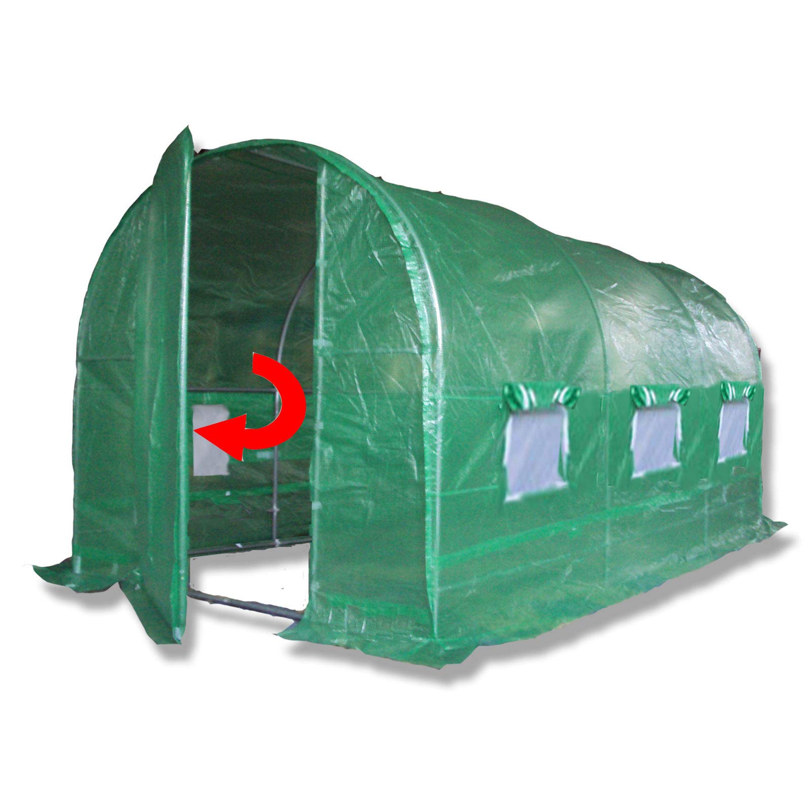 4m x 2m Polytunnel "Strongest In It's Class" a fully Galvanised Structure with more Diagonal & Roof Bracing than all others. Metal Hinged Door | Multi Window