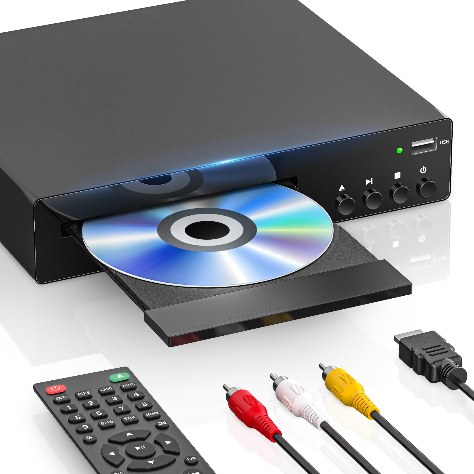 DVD Players for TV, All Region Free CD DVD Players with USB Input and HDMI/RCA Output, CD Player with Remote Control Support PAL/NTSC