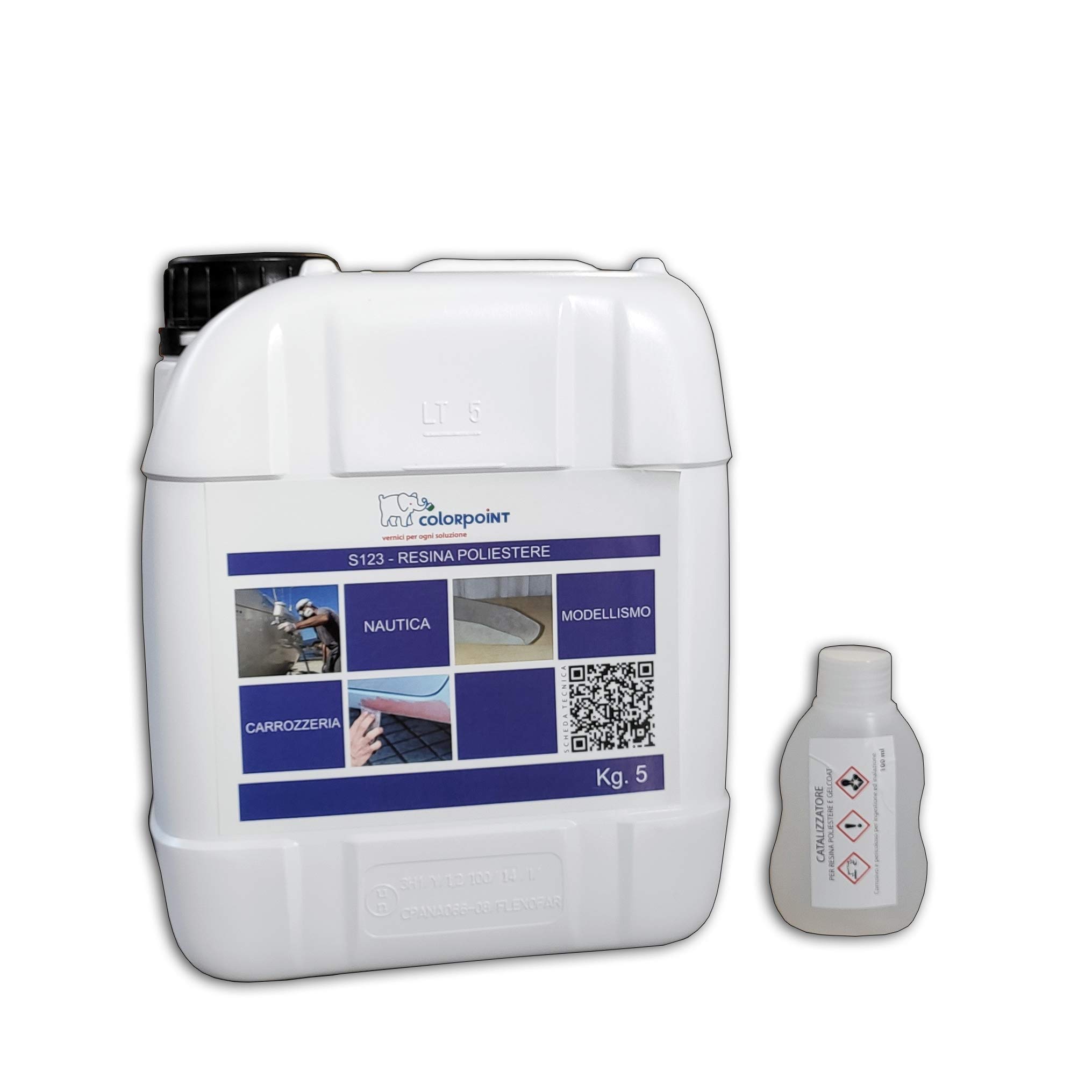 Resina poliestere 5 KG + Catalizzatore per automobili barche carrozzeria camper
