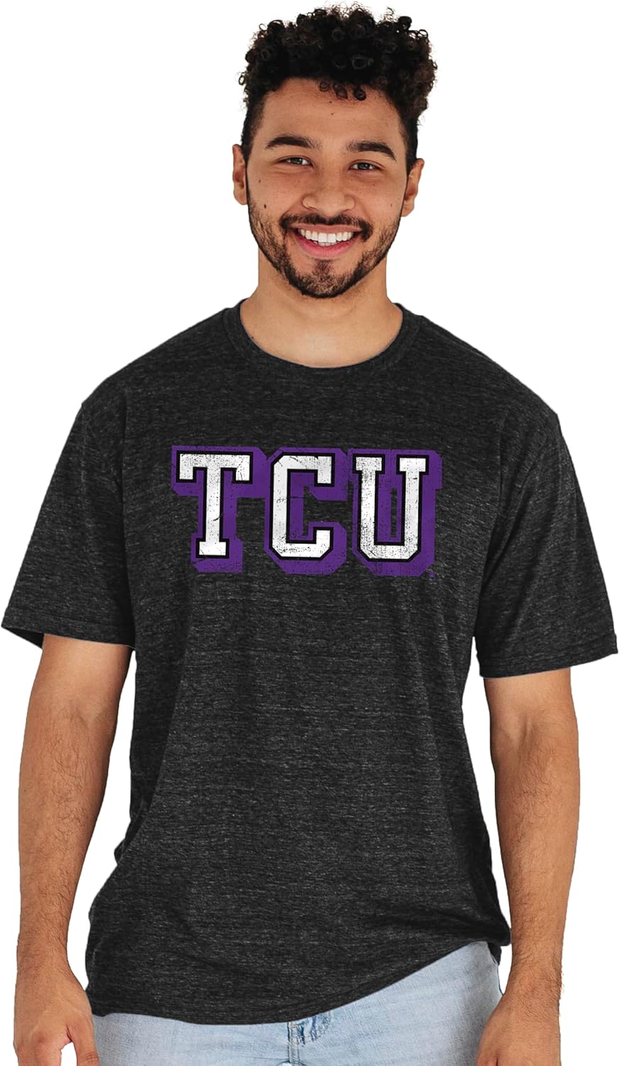 Blue 84 NCAA Unisex-Adult NCAA Officially Licensed Tri-Blend T-Shirt Vintage Prominent Black - Image 2