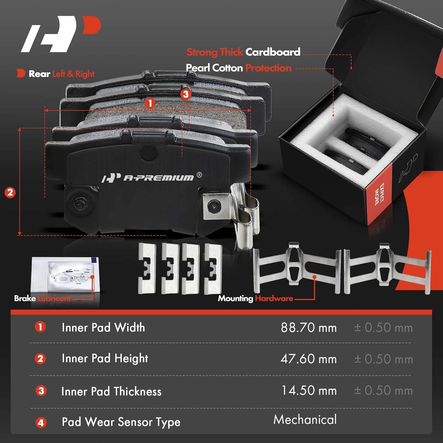 A-Premium 11.10 inch (282mm) Rear Drilled and Slotted Disc Brake Rotors + Ceramic Pads Kit Compatible with Select Acura and Honda Models - TL 2004-2008, Element 2004-2011, 6-PC Set