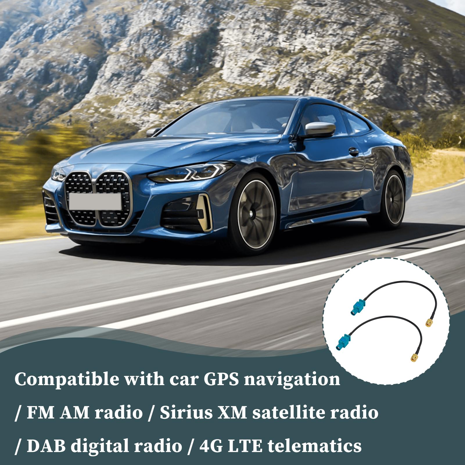 2 sztuki Fakra Z męski na SMA męski adapter anteny samochodowej 15 cm do nawigacji GPS, radia FM Am, Sirius XM, radio cyfrowe Dab, telematyka 4G LTE, złącze koncentryczne RG174, moduł Bluetooth