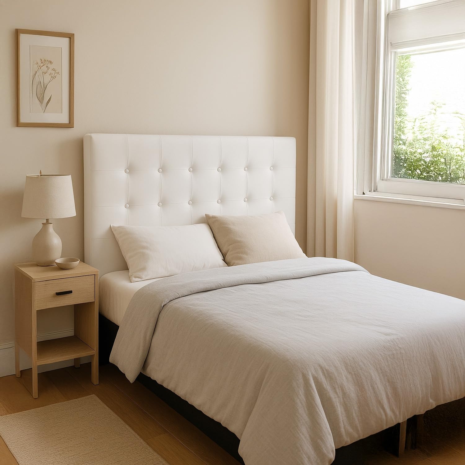 INTENSE DECO Tête de lit capitonnée Premium 140cm Blanc