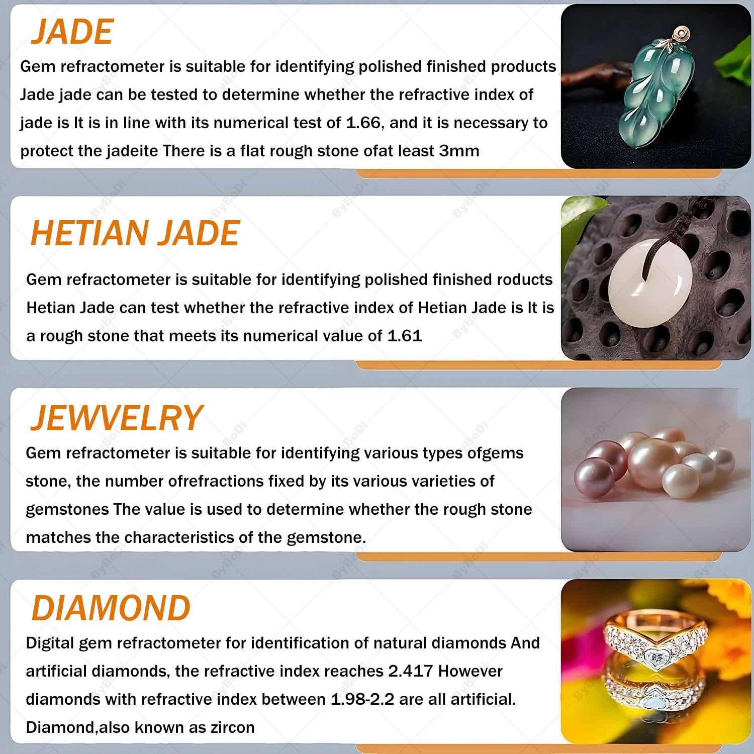 Refractómetro profesional de piedras preciosas, precisión de 0,001, índice de refracción 1,300-3,000, para joyas de cristal de jade