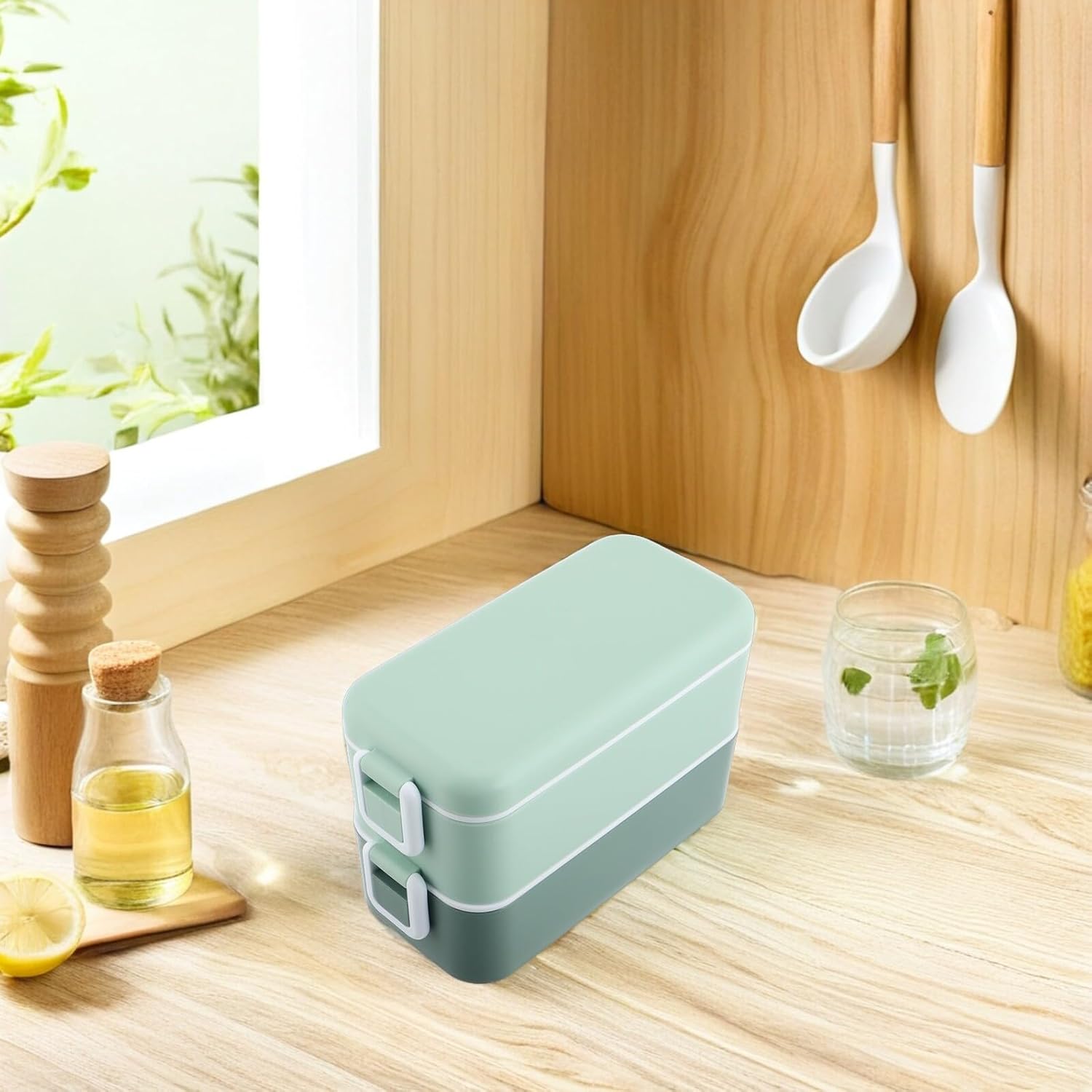 Stackable Leakproof Bento Lunch Box with Compartments Reusable Adult Meal Prep Container Microwave Freezer Safe Travel Food Storage for Snacks Vegetables Salad