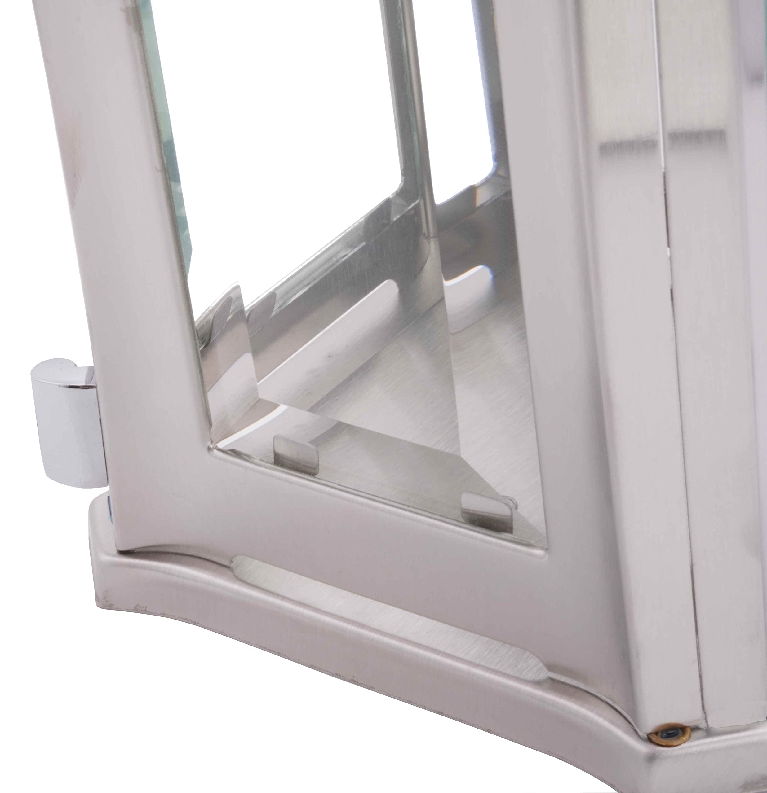 Grablaterne, Grablampe aus Edelstahl abgerundet modern mit Facettenglasscheiben 24 cm