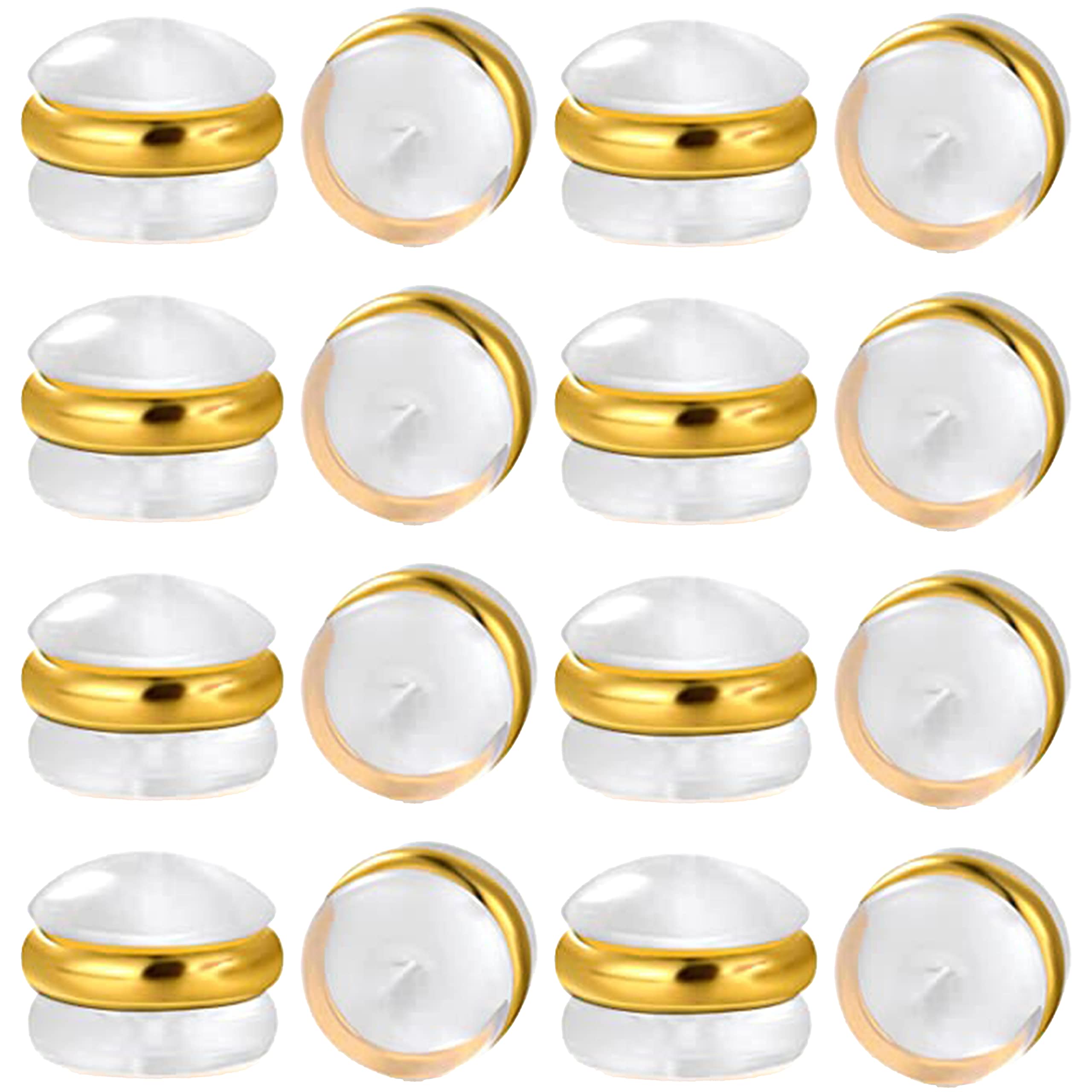 Photo 1 of 18k Gold Belt Soft Silicone Earring Backs with Gold Belt Rubber 16pcs Backs Replacements Hypoallergenic Safety Plastic Earring Backs for Studs Earring Hoops Fish Hook for Sensitive Ears (Gold)