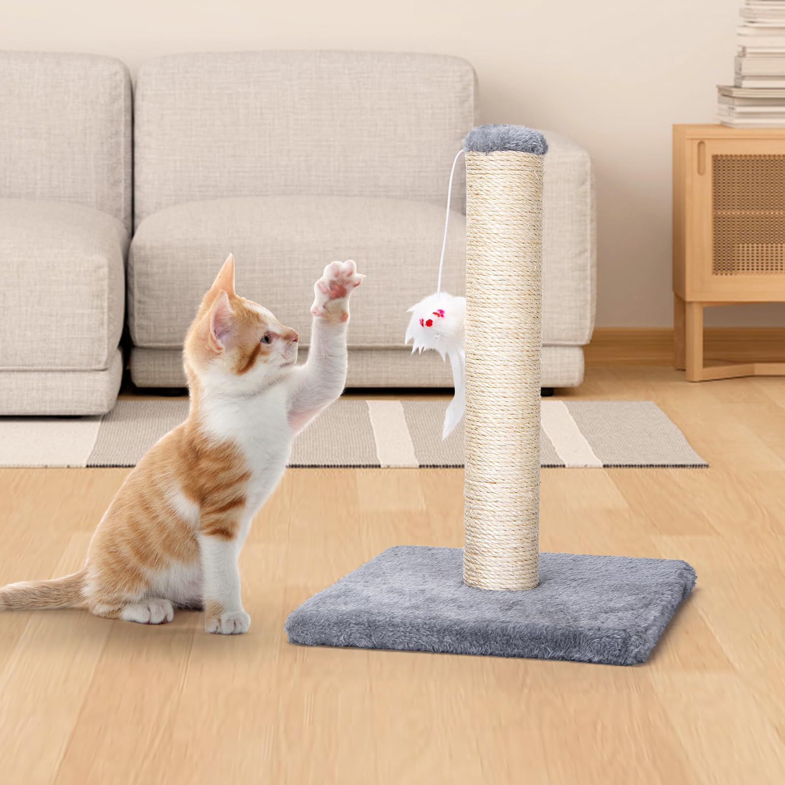 Nobleza - Tiragraffi per gatti,Albero rampicante per Gatti con tirgraffi e Gattino per Far divertire Il Tuo Gatto, Grigio, 25 * 25 * 35cm