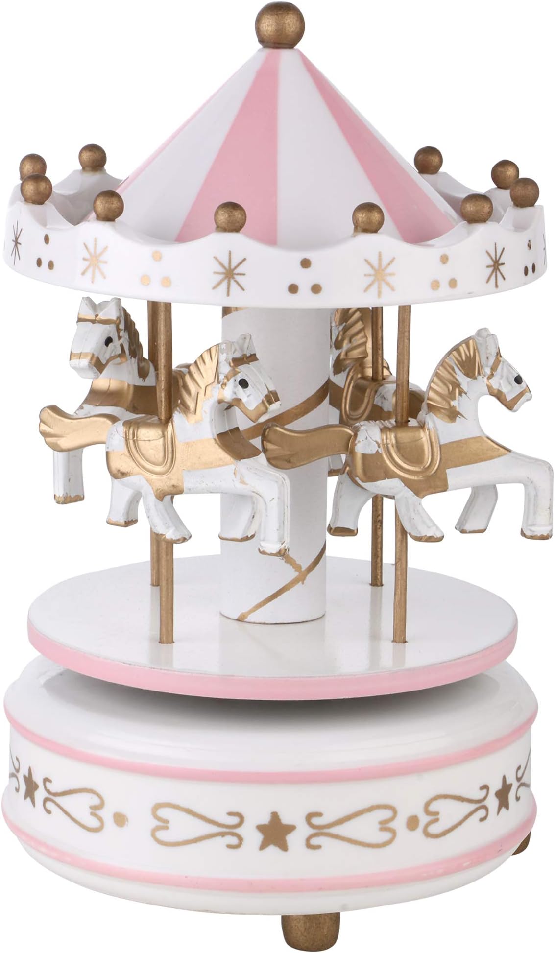 DAISYLIFE™ Musical Carousel Showpiece for Home Decor, Kids Toy, Children Functional Gift (White-Pink)