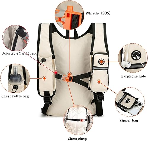 Miniatura 3 de Mochila de senderismo pequeña de 15L plegable ultraligera Trekking Camping al aire libre Mochila para mujeres hombres (beige)