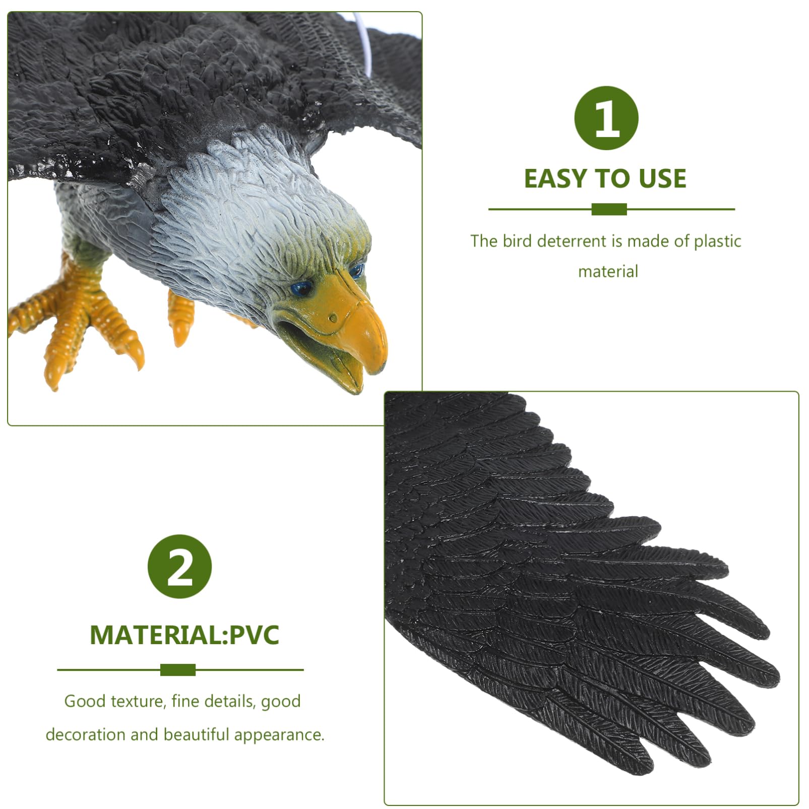 Aquila Spaventa Piccioni in Pvc Nero Dimensioni Reali a Forma di Aquila, Decorazione Chic e Stabile per Giardino Appeso all Esterno come Dissuasore per Uccelli