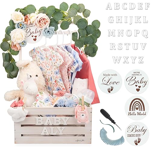 Miniatura 8 de Cajón Armario de Madera para Baby Shower - Caja de Madera Personalizable con Sistema de Doble Varilla, Cesta Personalizada para Baby Shower con