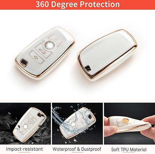 Miniatura 3 de RUABIBAN Funda para llavero BMW con llavero, funda de TPU suave para BMW Serie 2, 5, 6, 7, X1, X2, X3, X5, X6