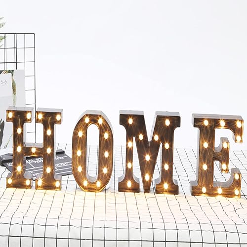 Miniatura 6 de Glintee LED Letra grande de marquesina con luces, 26 letras, estilo clásico, para luz nocturna, boda, fiesta de cumpleaños, funciona con pilas,