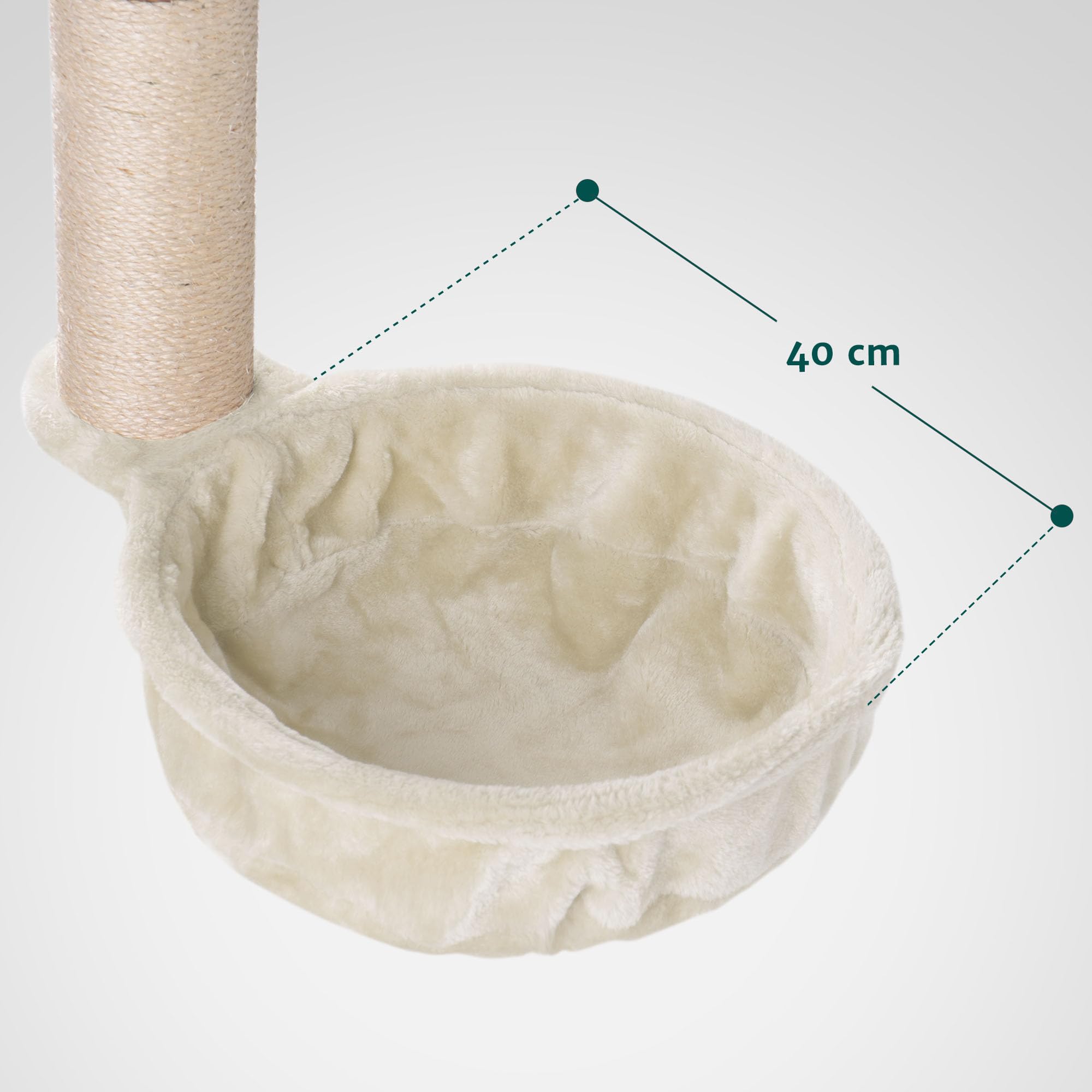 HAPPYPET Katzenhängematte für Kratzbaum Ø40 cm – XL Katzenmulde Ersatzteil – Stabile Liegemulde mit Metallrahmen – Katzenbett Kratzbaum – belastbar bis 15 kg, Creme