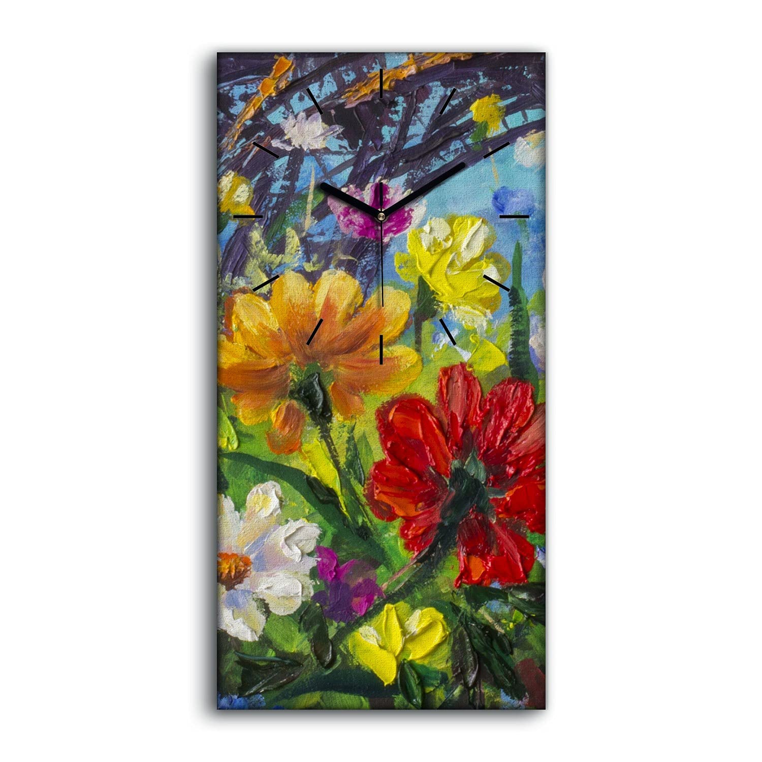 Horloge Murale Salon Coloray Toile Florale pour une Ambiance Zen et Colorée
