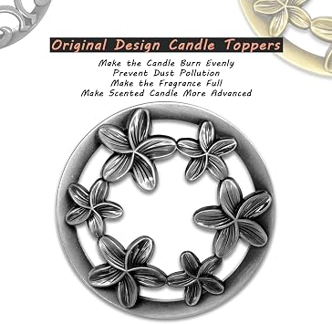 Hion Scented Candle Toppers Cover Jars Lids Shades Sleeves, Candle Accessories Gifts for Women, Help Burn Melt Evenly(Bauhinia Silver)