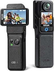SJ~CAM C400 Pocket Camera de Ação,4K Camera Filmadora,7 Horas de Autonomia, Estabilização, Tela Sensível ao Toque de 2,29 Polegadas, à Prova D'água até 30 Metros
