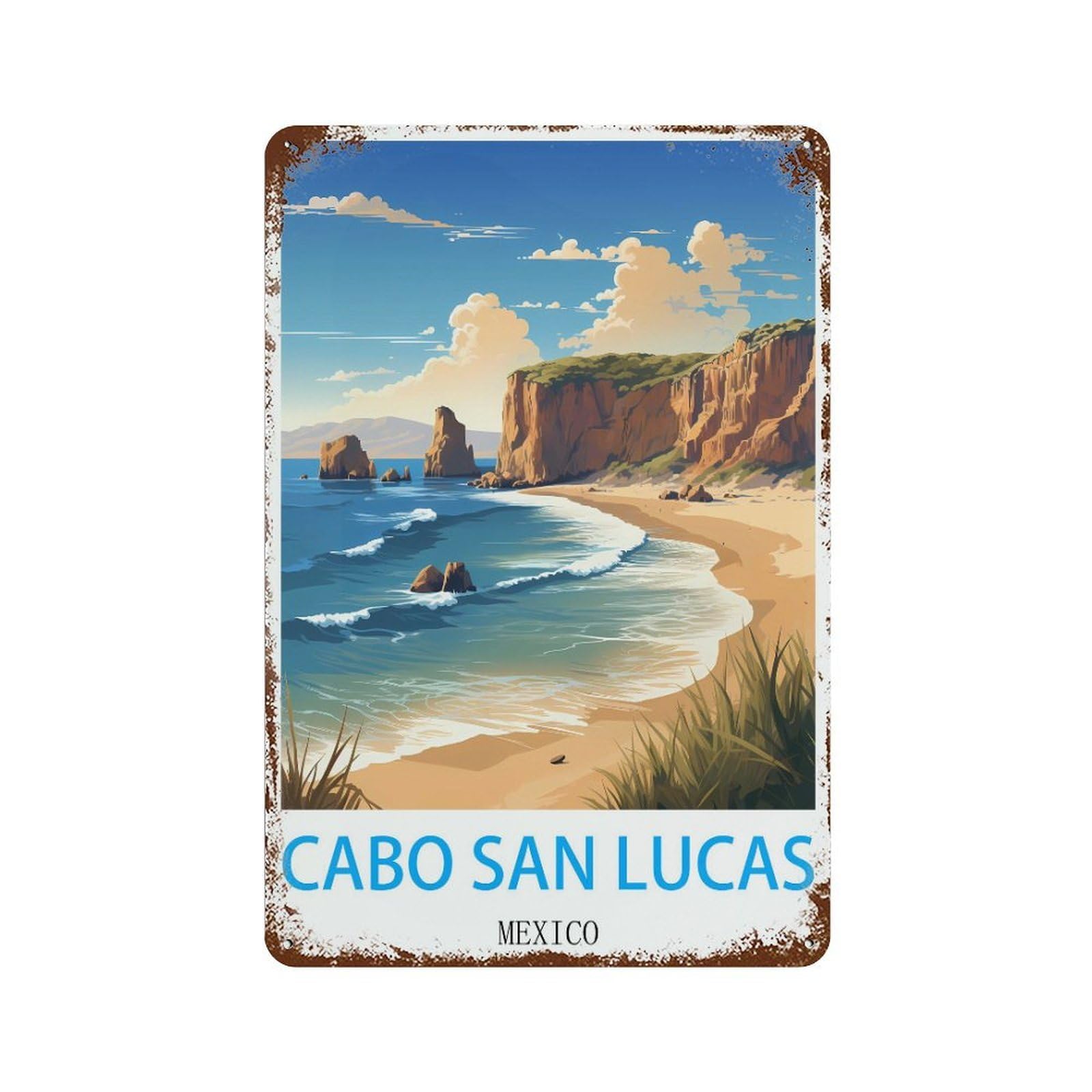 Cabo San Lucas Mexico Retro Design Tin Paintings Vintage Tin Sign 08x12inch(20x30cm) Wall Art for Home Office Bedroom Living Room Cafes Wall Decor