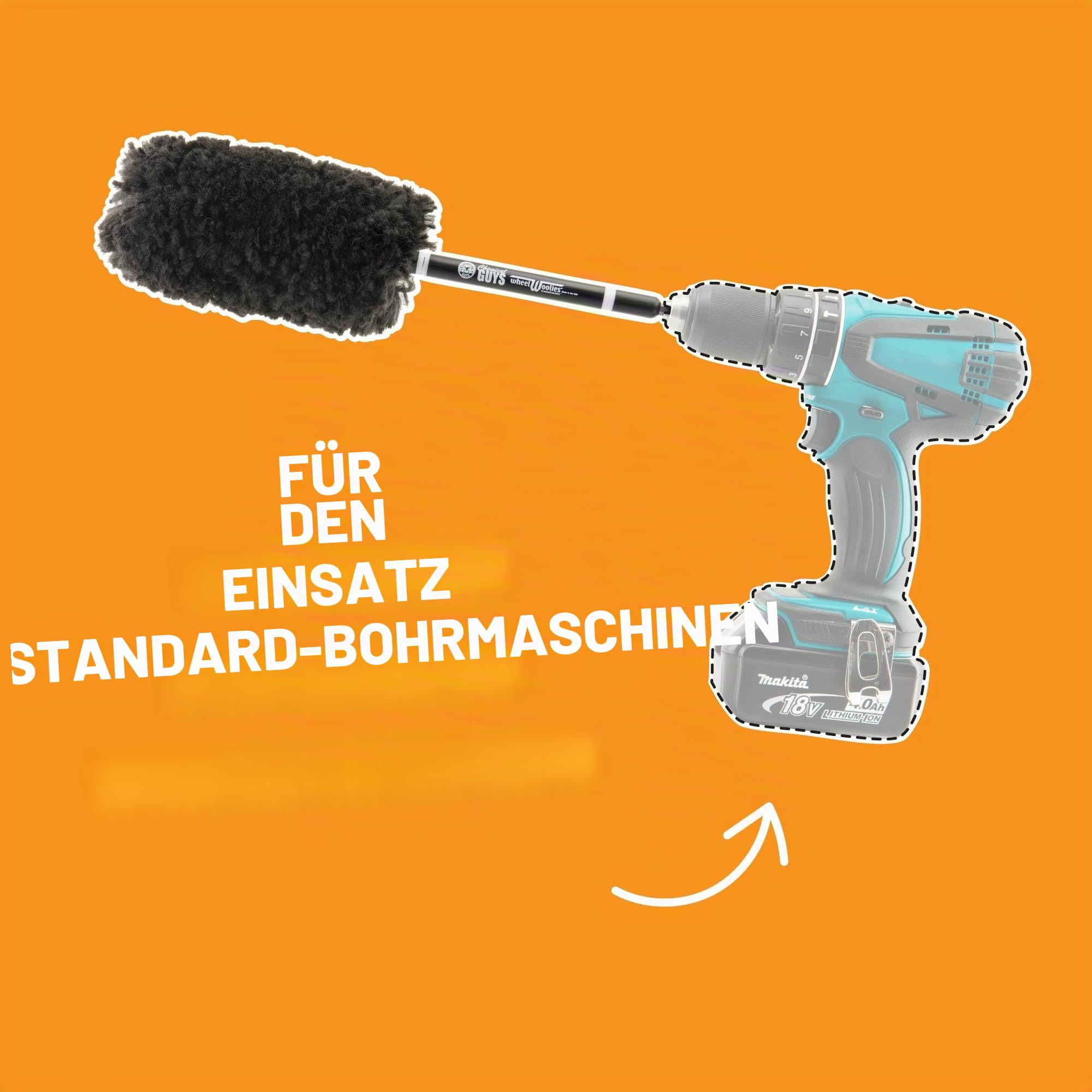 Chemical Guys ACC401 Power Woolie Mikrofaser-Radbürste mit Bohreradapter