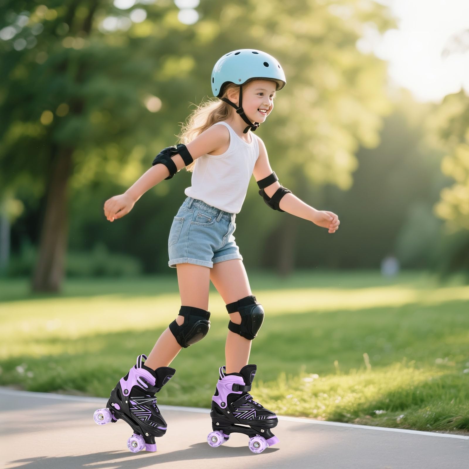 Roller Enfant Fille Patins à roulettes réglables pour Enfants 3 à 9 Ans, Patin a Roulette Femme Fille lumières Amusantes pour Enfants pour débutants