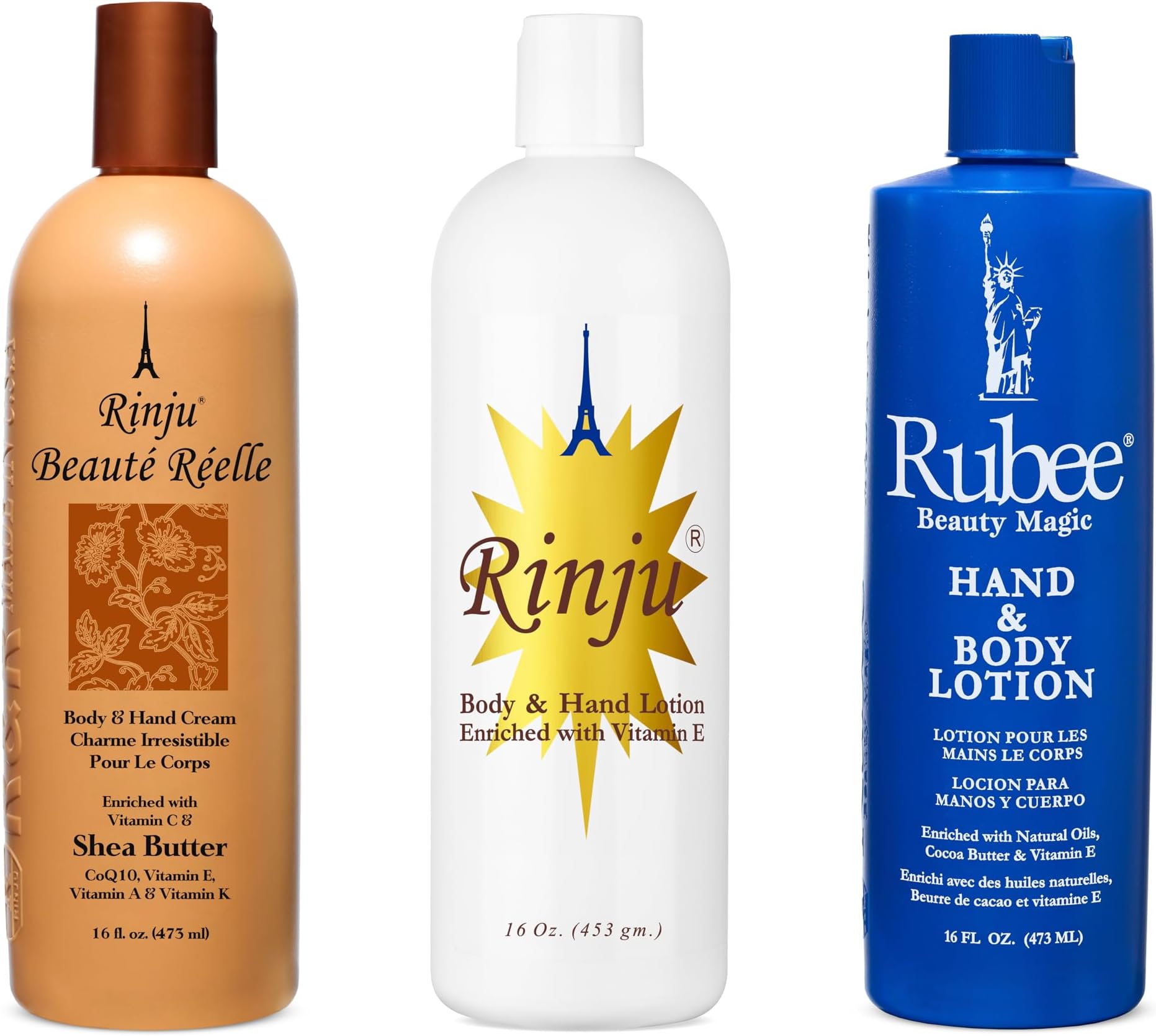 Rinju Body Hand Lotion & Beaute Reele & Rubee Beauty Magic 16oz (Set) by Rinju & Rubee