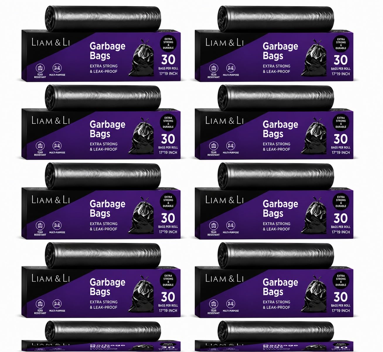 Black Garbage Bags 17 x 19 Inch | Heavy Duty Disposable Dustbin Bags | Leak Proof Trash Bags for Home, Office & Kitchen | Available in 30, 45, 60 & 90 Bags (300)-picture-16