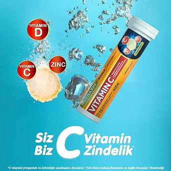 Nutraxin Effervescent Vitamin C-D-Zinc – 1000 mg C Vitamini, 400 IU D3 ve 10 mg Çinko İçeren Portakal Aromalı Efervesan Tablet – 30 Tablet – Vegan