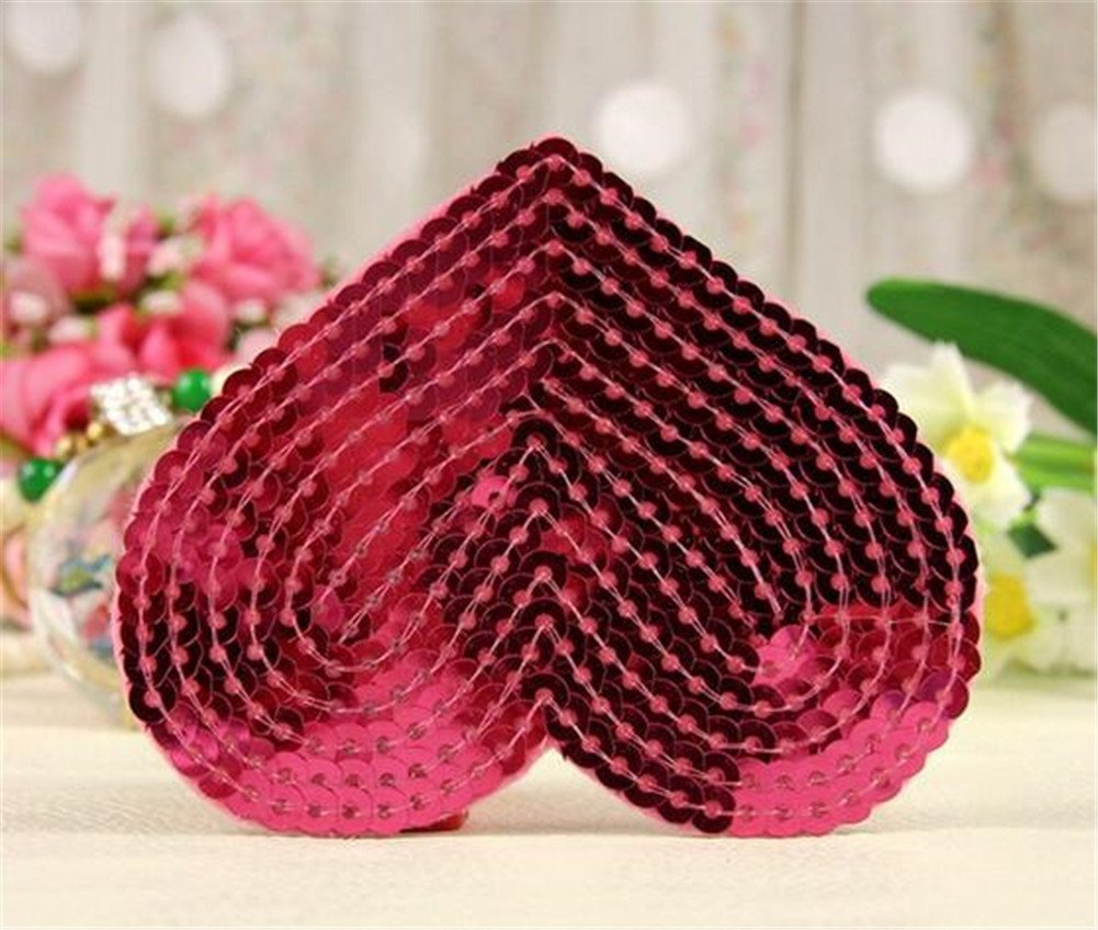 5 Applicate A Cuore Con Paillettes Ricamate, Toppe Termoadesive E Da Cucito Per Abbigliamento, Jeans E Fai Da Te, Oro, 8,3x7 Cm - 3
