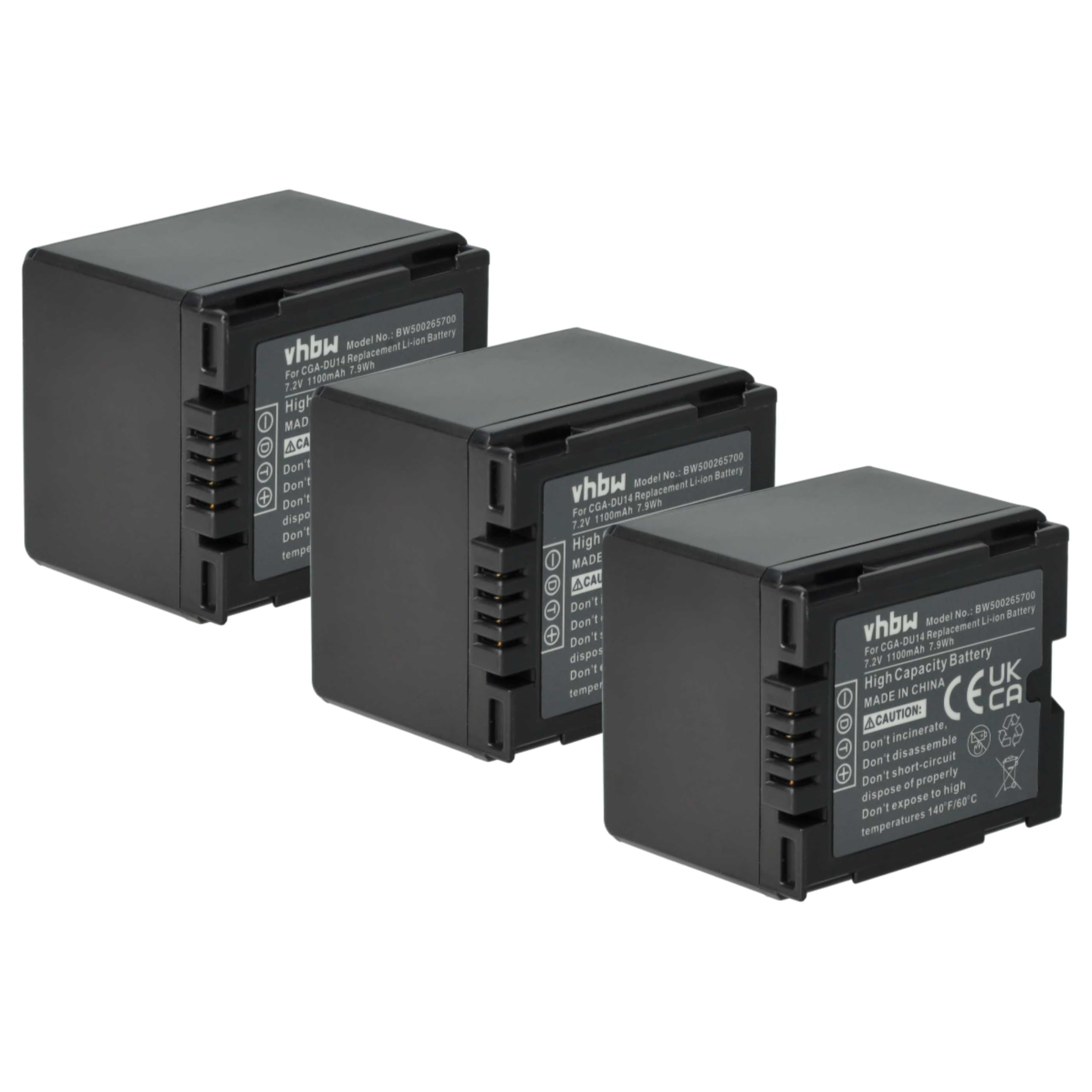 vhbw 3X Akku Ersatz für Panasonic CGR-DU06
