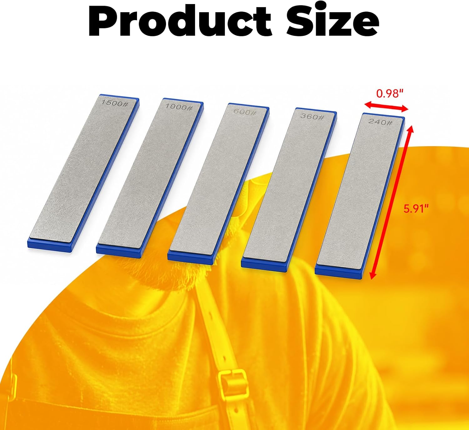 Diamond Sharpening Stone Set, 8 Pcs | 7 Diamond Plates 150#-1500#, 2000# Ceramic Honing Stone, Leather Strop & Polishing Compounds, For Guided Sharpeners