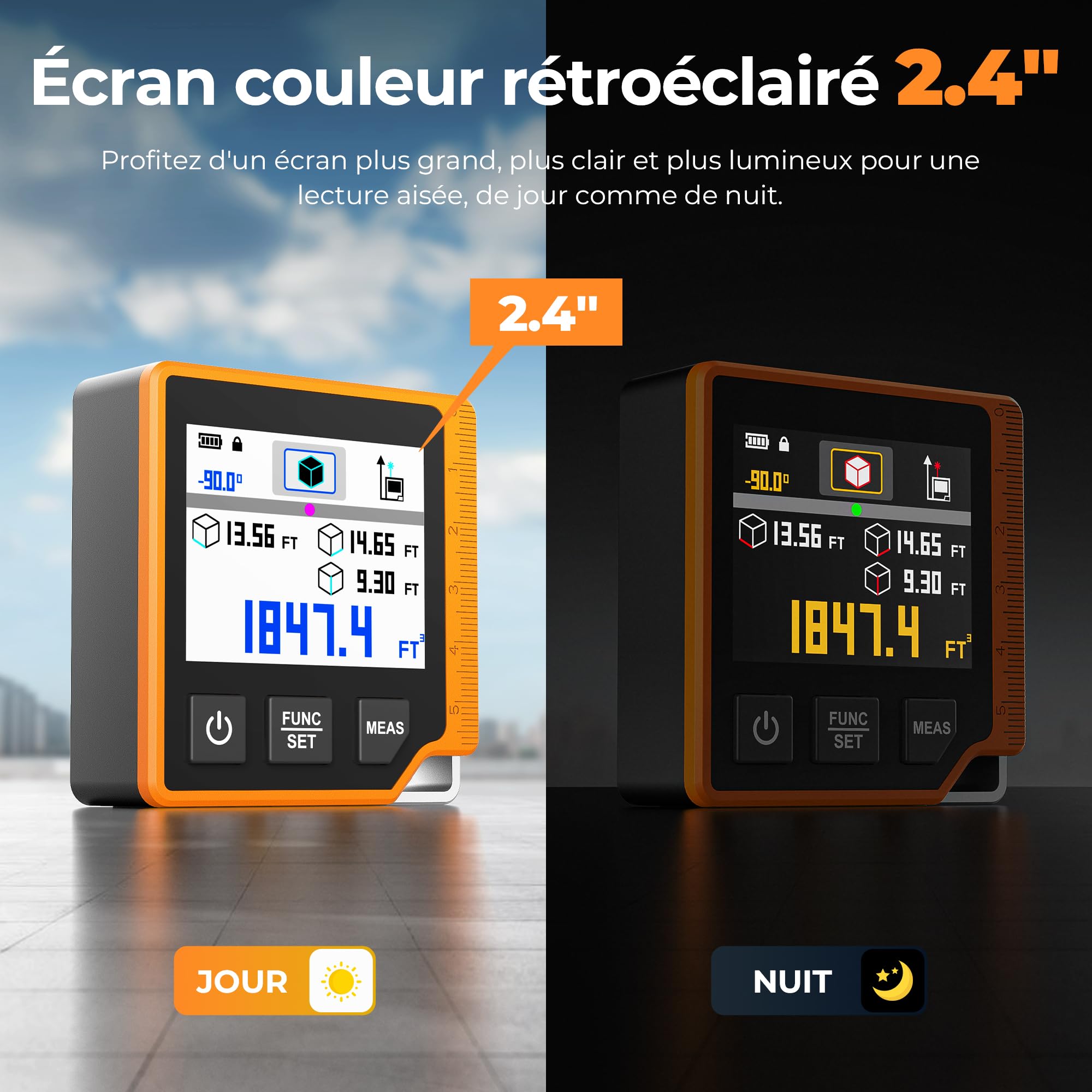 CIGMAN CD80 Télémètre Laser 3-en-1 80m, Mètre Ruban Laser Numérique avec Écran LCD Rétroéclairé | Batterie 1000mAh, Inclinomètre, USB Type-C, Mesure Multi-Mode & Unité | Avec LCD rétroéclairé, bulle électronique, rapporteur, unité M/In/Ft, mètre laser num
