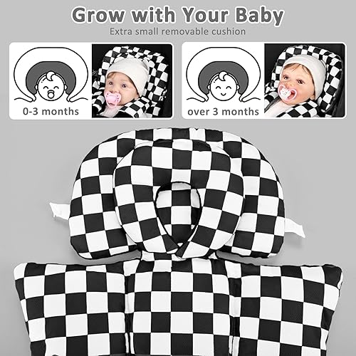 Miniatura 6 de DILIMI Inserto para asiento de automóvil infantil, soporte de cabeza de asiento de automóvil para bebé con reposacabezas extraíble, cojín ajustable