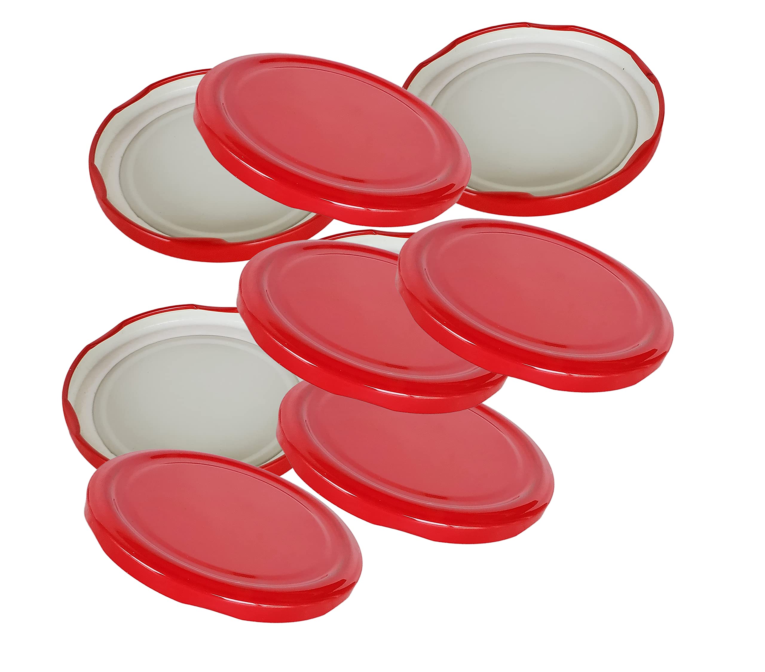 Pure Source India Metal Lug Cap Lid for Glass jar, 12 Pieces, 82 mm, Red
