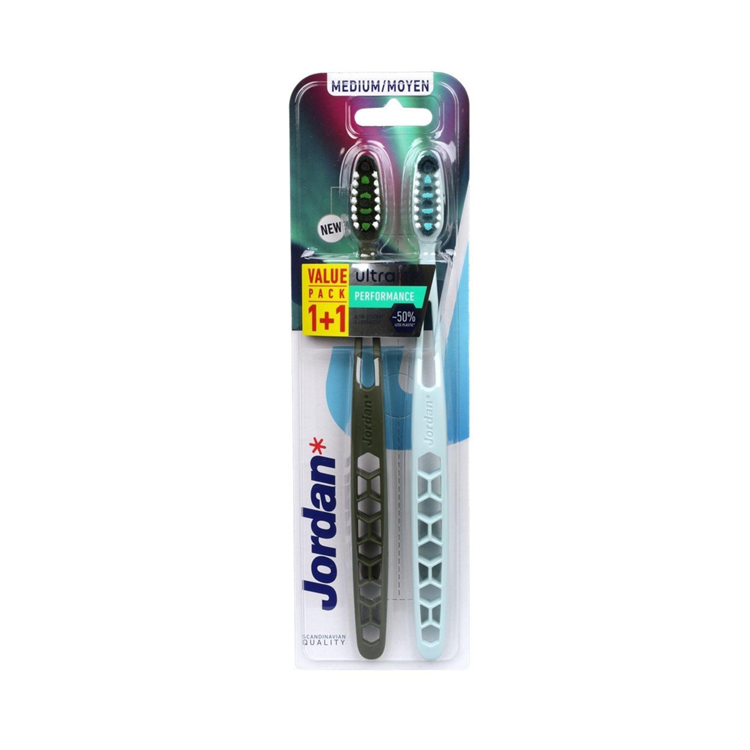 Jordan | Ultralite Adult Toothbrushes | Maximum cleaning | 1 Pack of 2Pcs from BELLE GAGA 1 Set of Toothbrushes (Ultralite Performance, Medium Bristles)-image-46