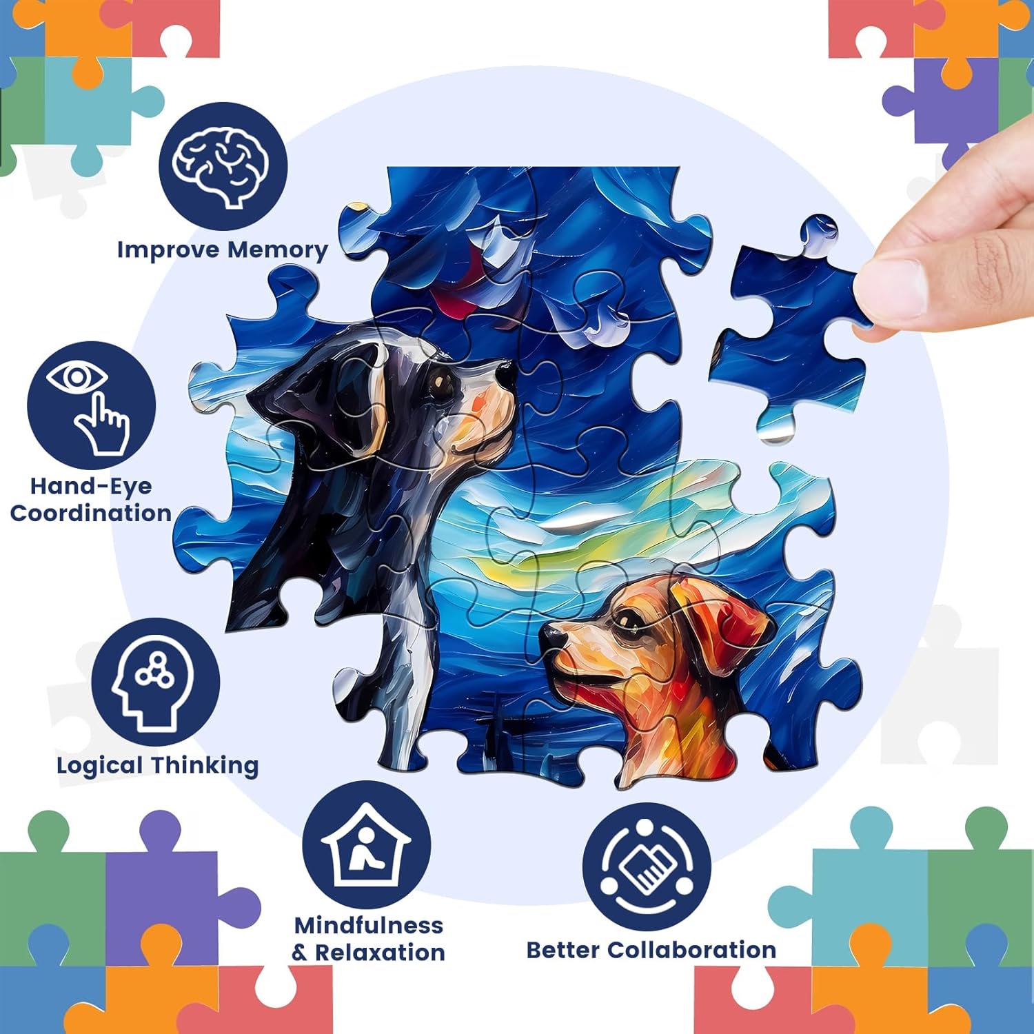 Rompecabezas Adultos Puzzle 1000 Piezas Perros Playa - Adultos Decoración Hogar 70x50 Cm Rompecabezas Perros Playa