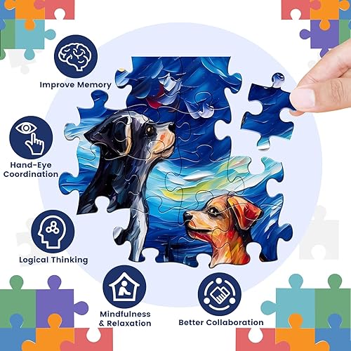 Miniatura 3 de Rompecabezas para adultos de 1000 piezas en adelante, rompecabezas de madera de 2 cachorros de cielo estrellado, rompecabezas de 1000 piezas para